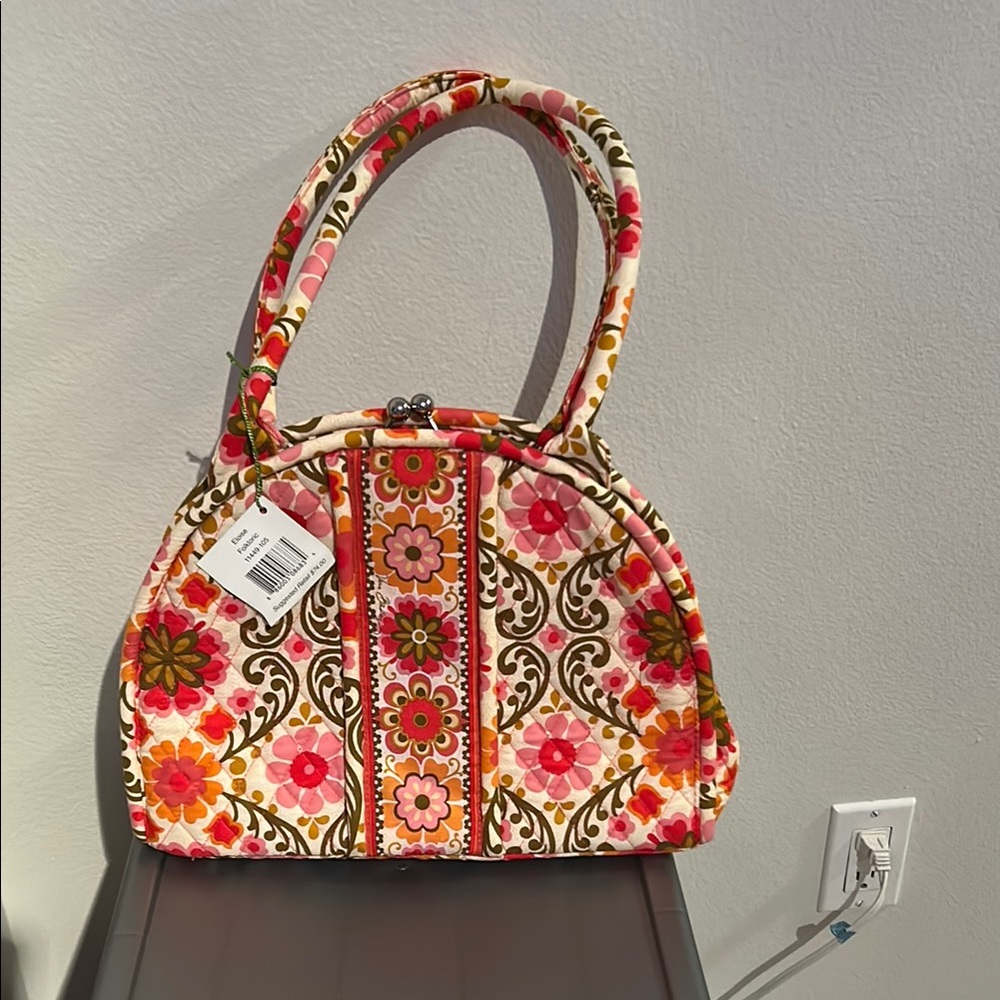 Vera Bradley Pink and Orange Shoulder Bag with Floral Design